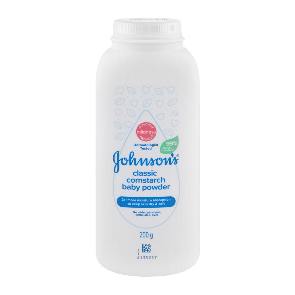 Johnson's Classic Cornstarch Baby Powder, Paraben & Phthalates Free, 200g, Thai