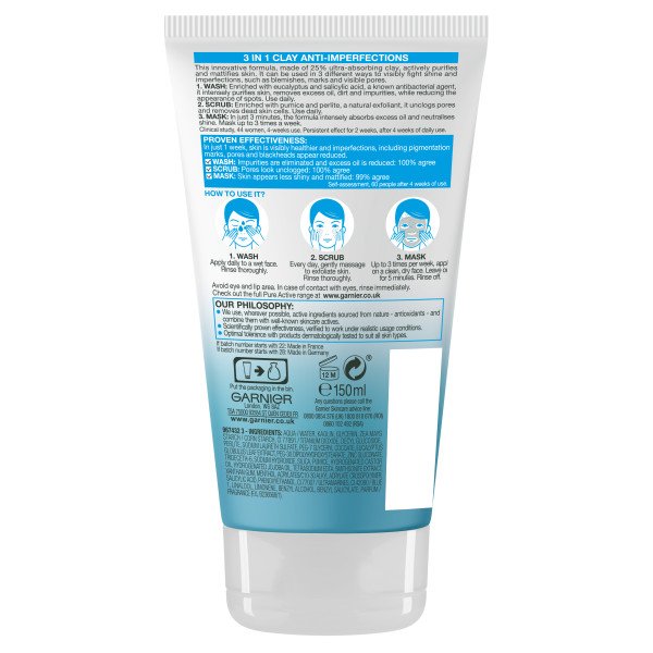 3 in1 Clay Wash, Scrub, Mask