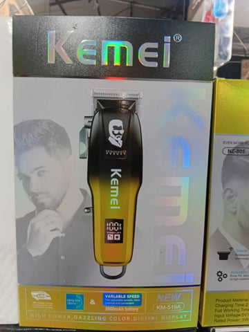 Kemei KM-519A Professional Hair Clipper - Digital Display & Variable Speed Trimmer