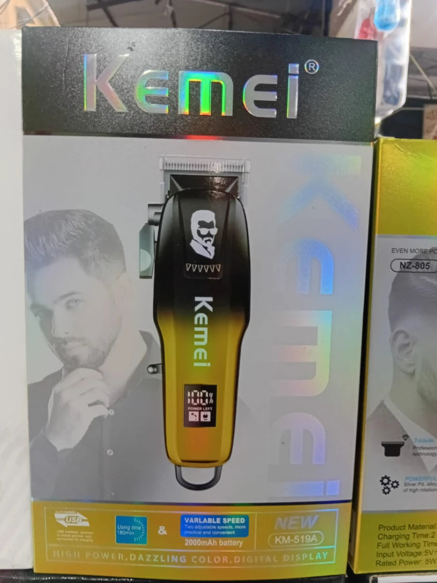 Kemei KM-519A Professional Hair Clipper - Digital Display & Variable Speed Trimmer