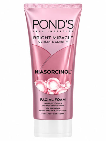 POND’S Bright Miracle Ultimate Clarity Niasorcinol Facial Foam 100g Face Wash for Brightening and Deep Cleansing