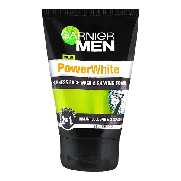 GARNIER POWER WHITE FAIRNESS FACE WASH & SHAVING FOAM 100ML