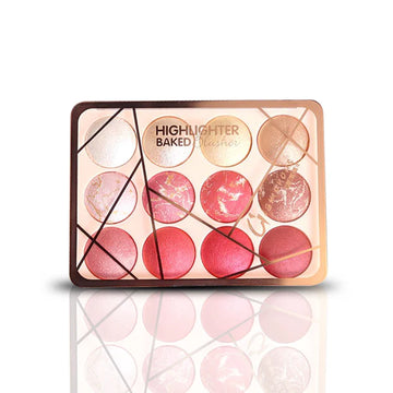 GLAMOROUS 12 COLOR HIGHLIGHTER BAKED BLUSHER 15G