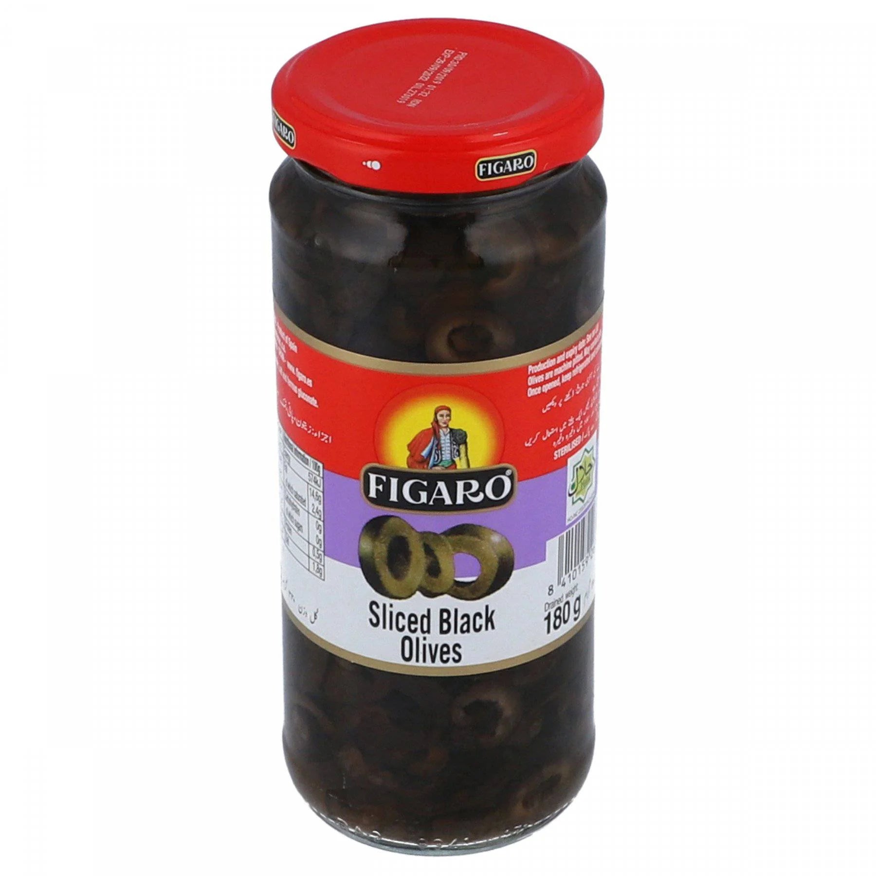 FIGARO SLICED BLACK OLIVES 180G