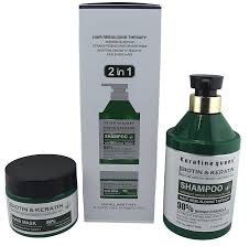 Keratine Queen Biotin & Keratin 2-in-1 Hair Rebuilding Therapy Set, Shampoo and Hair Mask, 98% Repair Formula, Intensive Repair for Damaged Hair, Sulfate Free,