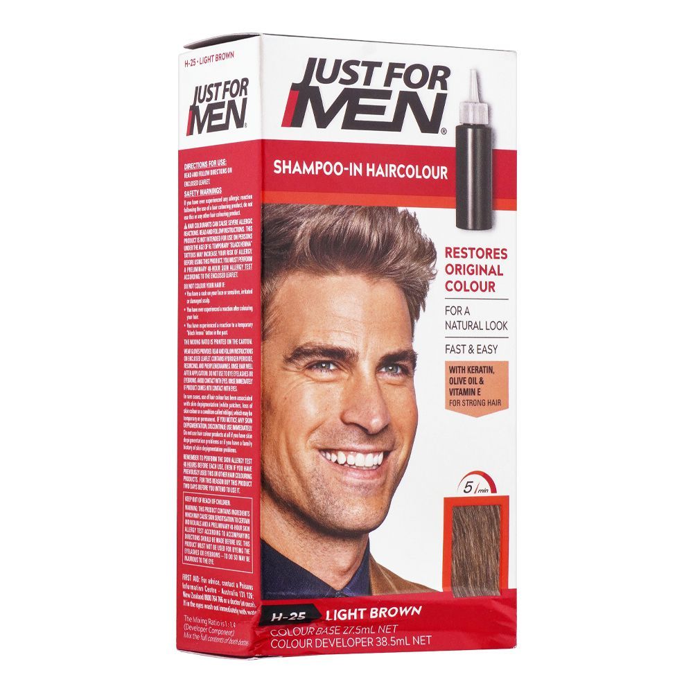 JUST FOR MEN SHAMPOO IN HAIR COLOUR H-25 LIGHT BROWN