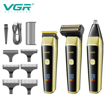 VGR V-366 Professional 3-in-1 Hair Trimmer & Shaver Machine for Men | Rechargeable Nose & Beard Clipper Set